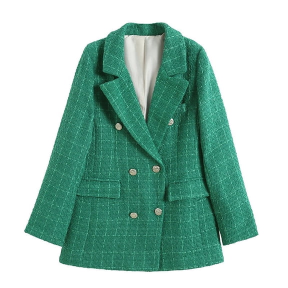 UYISJ Womens Double Breasted Blazers Notch Lapel Business Coats Casual Long Sleeve Open Front Blazer Jackets Work Suits Green L