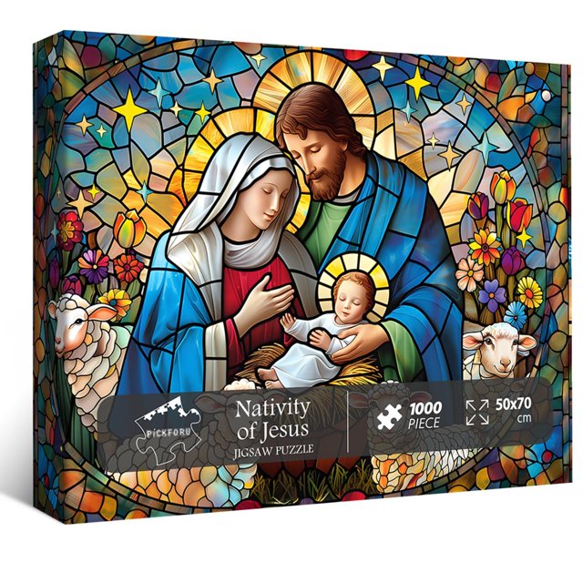 Clearance! Stained Glass Puzzles For Adults 1000 Pieces And Up Colorful Christmas Puzzle Difficult Puzzles As Home Decor