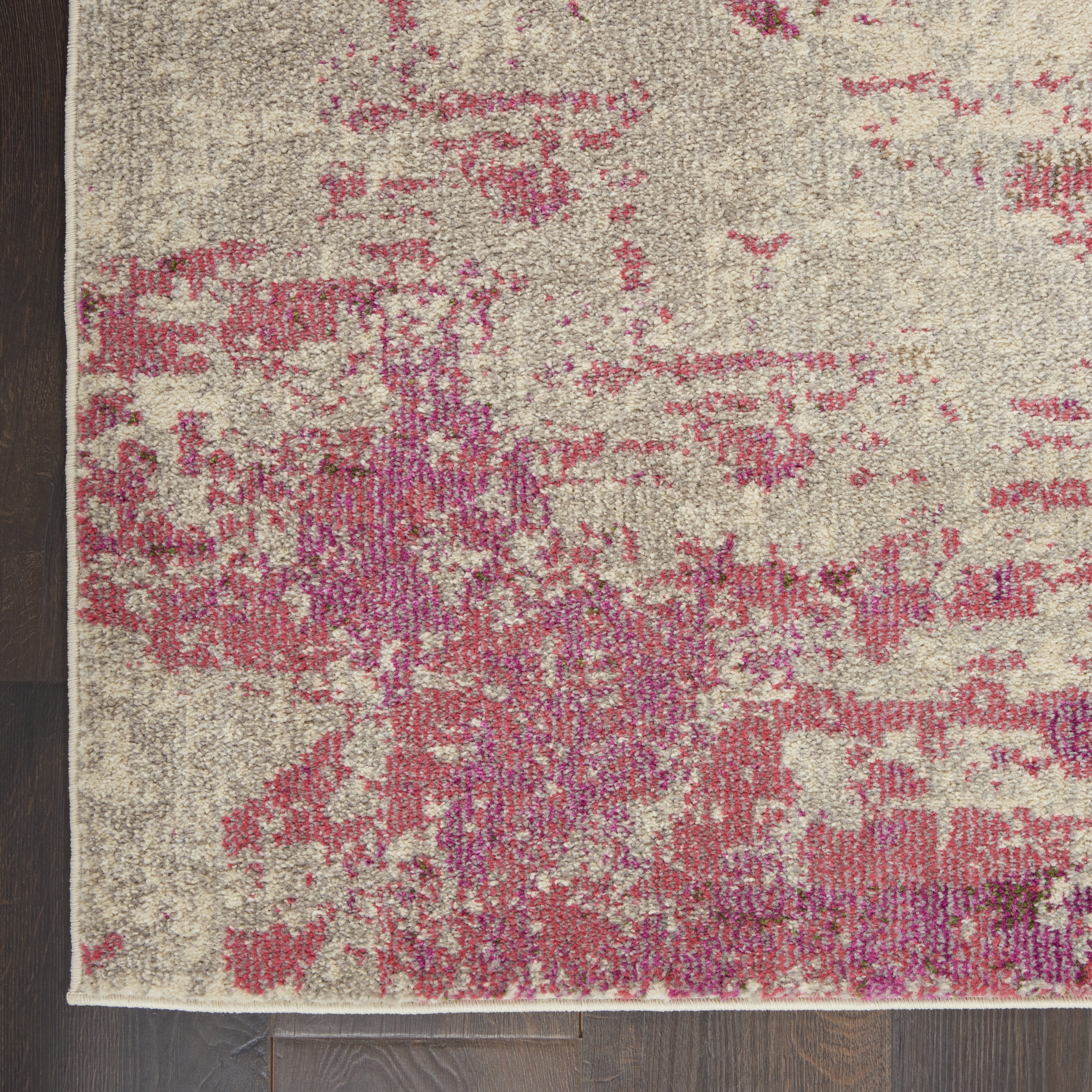Nourison Celestial Abstract Ivory/Pink 2'2" x 7'6" Area Rug, (2x8)