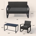 thumbnail image 6 of Outdoor Furniture Set for 4, Patio Conversation Set with Patio Rocking Chairs, Rattan Loveseat, Bistro Coffee Table, Removable Cushions for Backyard, Black, 6 of 10