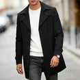 thumbnail image 2 of Mens Trench Coat Loose Fit Single Breasted Casual Mid Long Jacket Streetwear Lightweight Notched Lapel Spring Fall Windbreaker Overcoat with Big Pocket Size 3XL Black, 2 of 8