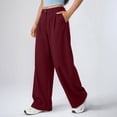 thumbnail image 2 of Women's High Waist Pleated Wide Leg Dress Pants Solid Color Flowy Loose Straight Suit Trousers with Pockets Business office Casual Pants Wine, 2 of 5