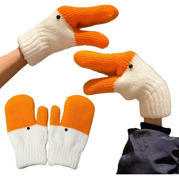 Silly Goose Gloves, Cute Winter Mittens, Soft Plush-Lined Warm Gloves, Cozy Fiber-Filled Mittens Gift for Women & Girlfriend