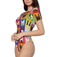 thumbnail image 2 of Balery Colorful Bulldog Women's Short Sleevee Crew Neck Bodysuit Tops Short Sleeve Tops Basic-Small, 2 of 9