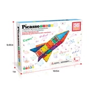 PicassoTiles 36PCS Magnetic Tiles Rocket Set – STEM Construction Toy, Magnet Building Blocks, Brain Development, Window & Door Playboard for Kids