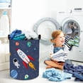 thumbnail image 3 of 45L Rocket Astronaut Laundry Hamper for Bedroom Waterproof Collapsible Blue Universe Toys Storage Basket with Drawstring, 14.2 * 17.7 in, 3 of 4