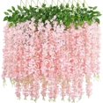 thumbnail image 1 of Paquete de 12 guirnaldas de flores de glicina, cuerdas de flores artificiales de 3.75 pies, flores colgantes falsas, flores de guirnalda de glicina de seda, enredadera de glicina para boda, jardín, de, 1 of 5
