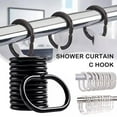 thumbnail image 6 of 12 X SHOWER CURTAIN PLASTIC HOOKS Set Rings C Shape Clear Black V1C2 Bath6s T0V, 6 of 8