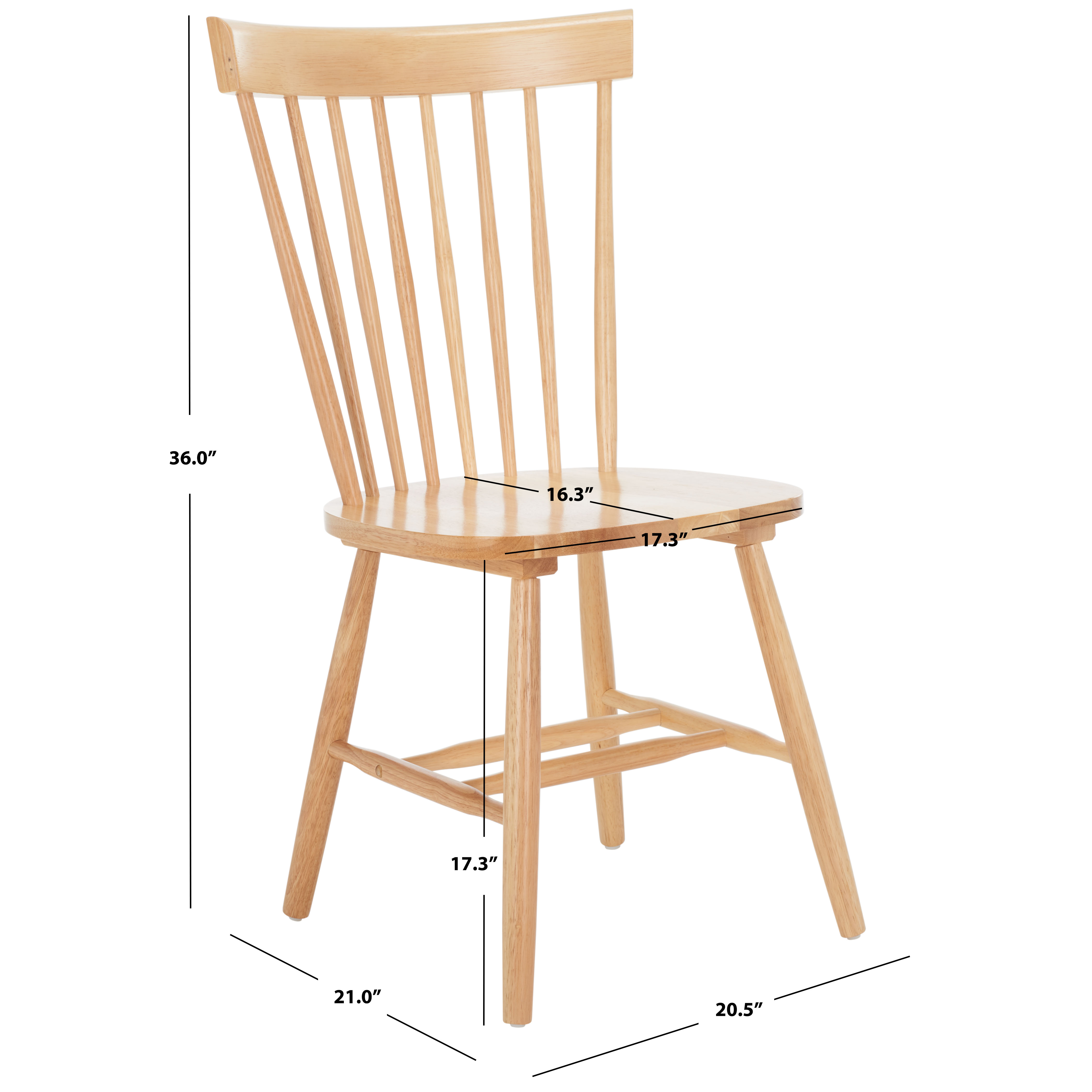 Safavieh Parker Scandinavian Adult Country Wood Solid Print Dining Side Chairs, Natural (Set of 2)