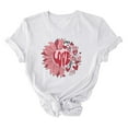 thumbnail image 4 of Meichang T-Shirts Joyeuse Saint-Valentin Femmes Mignon Imprimé Cœur T-Shirts Mignons Hauts Col Rond Manches Courtes T-Shirts de Vacances Saint-Valentin, 4 of 4