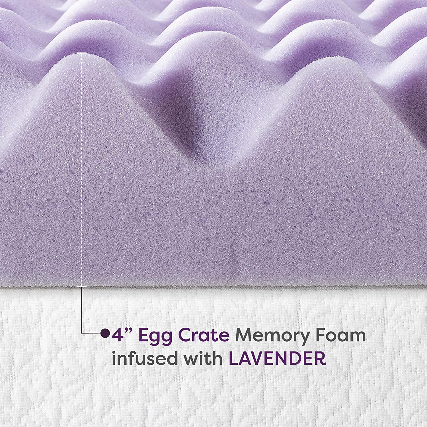 Details about   4 Inch Egg Crate Memory Foam Mattress Topper Soothing Lavender Infused Relaxing 