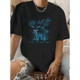 thumbnail image 1 of Camiseta De Mujer Verano Ropa Informal Suelta Camiseta Básica De Moda Para La Calle Diaria[1pc Vintage-Inspired Graphic T-Shirt] Vintage-Inspired Crew Neck T-Shirt, Polyester Blend, Short Sleeve, Re, 1 of 5