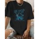 thumbnail image 1 of Camiseta De Mujer Verano Ropa Informal Suelta Camiseta Básica De Moda Para La Calle Diaria[1pc Vintage-Inspired Graphic T-Shirt] Vintage-Inspired Crew Neck T-Shirt, Polyester Blend, Short Sleeve, Re, 1 of 5