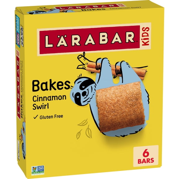 Larabar Kids, Bakes Cinnamon Swirl, Gluten Free Snack Bars, 6 Ct, 5.76 oz