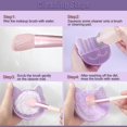 thumbnail image 5 of KAIYANG en 1 con soporte para secar brochas, almohadilla limpiadora de brochas de silicona con forma de gato y estante para cosméticos (verde) morado, 5 of 5