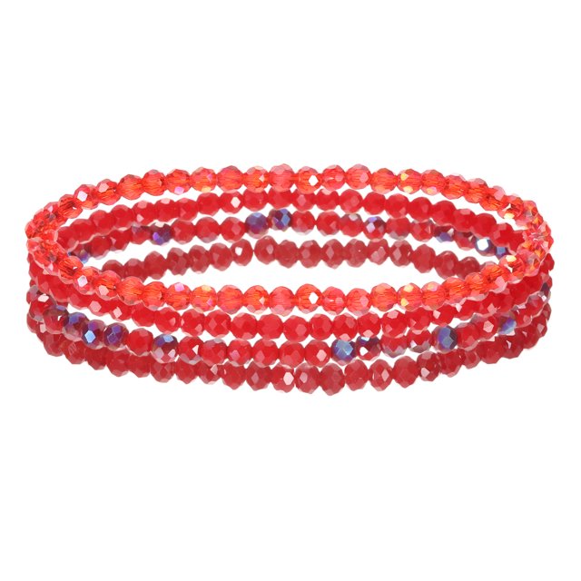 Pulseras de cuentas apilables bohemias Uxcell de 4mm, conjunto de pulseras elásticas de cuentas de cristal de múltiples capas para mujeres, joyería de muñeca, regalos de disfraces, rojo