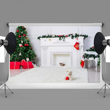 Image of 7x5ft Christmas backdrops Christmas tree toy bear for children s photography studio with a white carpet photo backdrop christmas