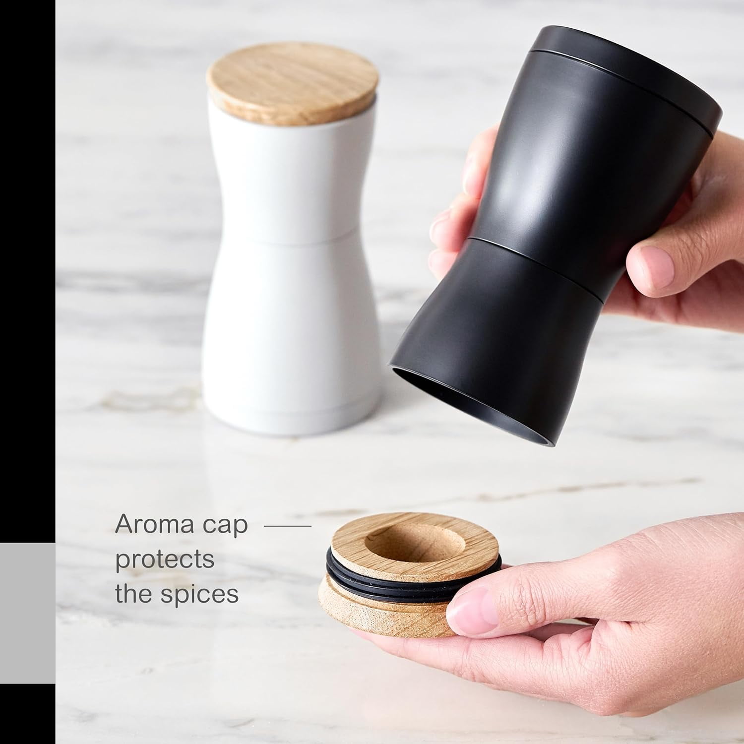 Twin Salt and Pepper Mill Gift Set - Adjustable Manual Grinder for Fine to Coarse Spices