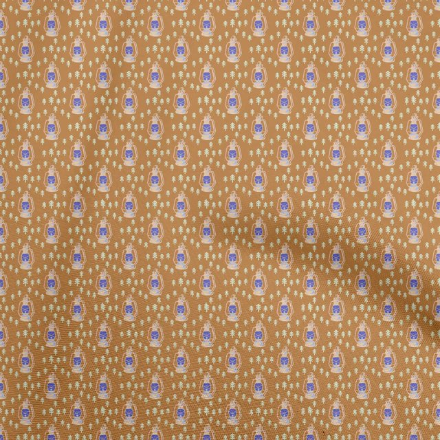 oneOone Rayon Dark Mustard Fabric Halloween Lamps Diy Clothing Quilting Fabric Print Fabric By Yard 56 Inch Wide