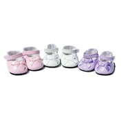18 Inch Doll Shoes- 3 Pairs of Bow Mary Janes Fits 18 Inch Dolls-18 Inch Doll Shoes