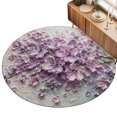thumbnail image 2 of Round Rugs 6Ft, Purple Flowers Abstract Round Area Rug Washable Indoor Throw Carpet, Vintage Country Floral Modern Art Soft Non Slip Circle Rug for Office Cabinet Home Decor Aesthetic, 2 of 8