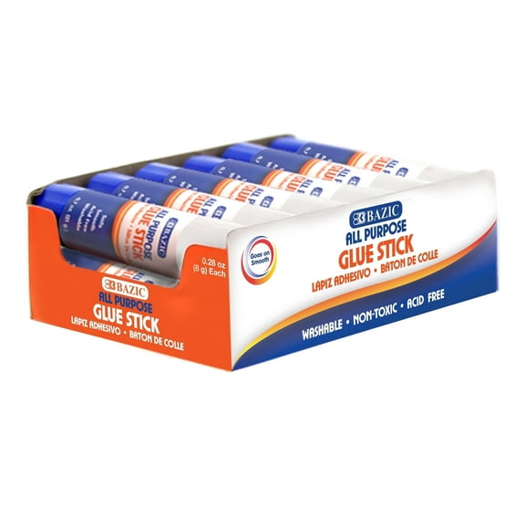 BAZIC Premium Glue Stick 8g/0.28Oz, Acid Free, Glue Sticks, Total 12-Count