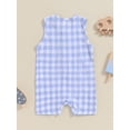 thumbnail image 3 of FEORJGP Toddler Baby Boys One-piece Rompers 0 3M 6M 12M 18M Infant Summer Casual Tank Jumpsuits Short Sleeve Crew Neck Bodysuits Vintage Plaid Print Boy Fashion Cute Simply Clothes for Daily, 3 of 6