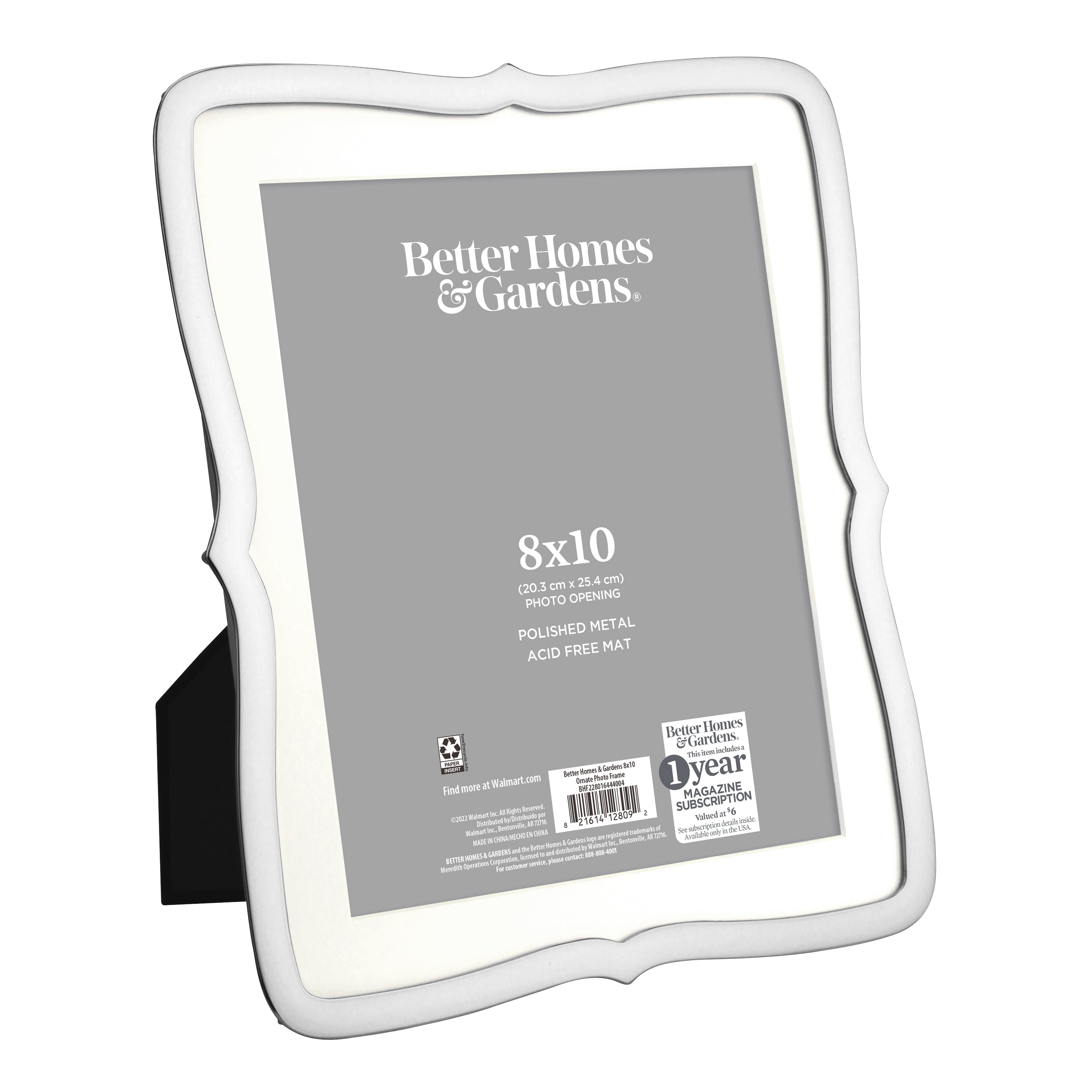 Better Homes & Gardens 8 x 10 Ornate Metal Tabletop Picture Frame, Silver