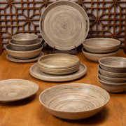 LEXA 14 Handmade Bamboo Salad Bowl – 130 oz Large Wooden Fruit Bowl for Kitchen Counter, Black Bamboo