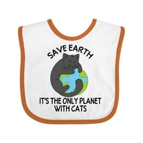 Inktastic Save Earth It's the Only Planet with Cats with Black Cat Boys or Girls Baby Bib