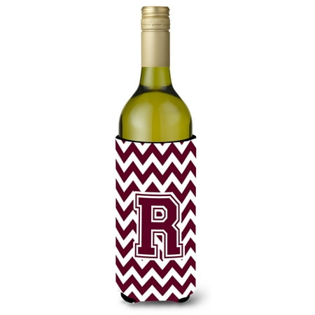 

Caroline s Treasures CJ1051-RLITERK Letter R Chevron Maroon and White Wine Bottle Hugger Wine Bottle multicolor