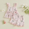 thumbnail image 6 of Toddler Baby Girl Outfits Solid Summer Clothes Cute Sleeveless Tank Tops With Bow And Ruffled Shorts 2Pcs Outfits Set Kaprioy Toddler Girl Clothes 18 24 Months 2T 3T 4T, 6 of 8
