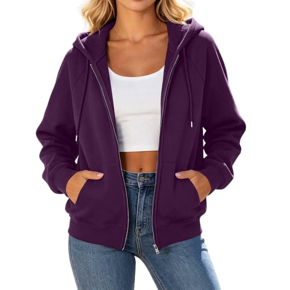 Cmfcve Women's Hoodies Zip up Hooded Sweatshirt Long Sleeve Casual Loose Fit Spring Fall Winter Jackets