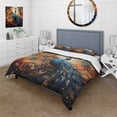 thumbnail image 1 of Designart "Peacock Abstract composition II" Animals Bedding Covert Set - Peacock Blue Children's Art Bed Set With 2 Shams, 1 of 6