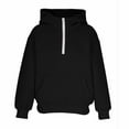 thumbnail image 6 of AINIYS Girls Half Zip Hoodies Pullover Solid Color Long Sleeve Casual Fall Winter Tops with Pockets Black 5 Years, 6 of 8