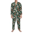 thumbnail image 3 of Honeii Lilies Flowers Pattern Mens Pajamas Set,2pcs Men's Lounge Long Sleeve Sleep Shirt and Pajama Bottoms Sleepwear Set,Mens Pjs Sets-Small, 3 of 7