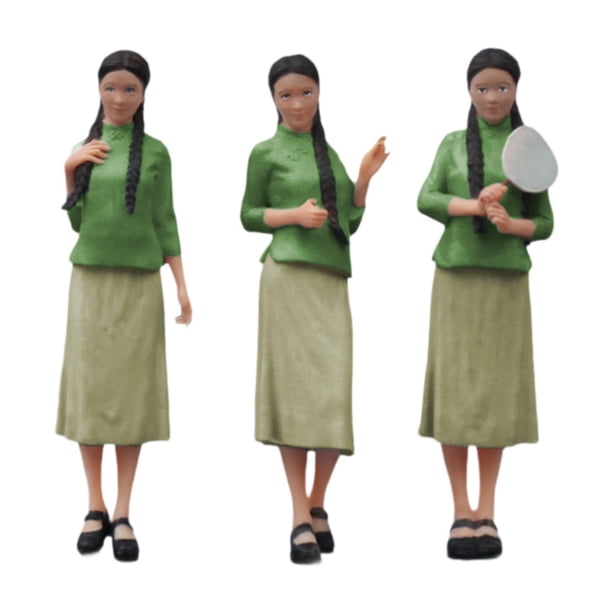 Conjunto de diorama de figuras en miniatura de 3 piezas para armar, pequeñas figuras de resina para arquitectura. Estilo B