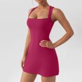 thumbnail image 5 of safuny Women's Mini Bodycon Party Beauty Dress Solid Scoop Neck Fall Dress Retro Winter Cold Shoulder Sleeve Elegant Leisure Holiday Fashion Hot Pink M, 5 of 8