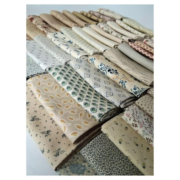 10 Fat Quarters - American Civil War (Creams, Neutrals, Light Colors ONLY) 1800's Historical Reproduction Quality Quilters Cotton Fabrics FQs Fat Quarter Bundle