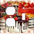 thumbnail image 2 of Metal Light Switch Wall Plate Outlet Cover (Layered Chocolate Vanilla Cake Party Berry Fruit - Single Duplex Single Toggle), 2 of 2