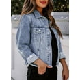 thumbnail image 3 of ORUYROP Sidefeel Women Distressed Washed Long Sleeve Shacket Raw Hem Ripped Jackets, 3 of 7