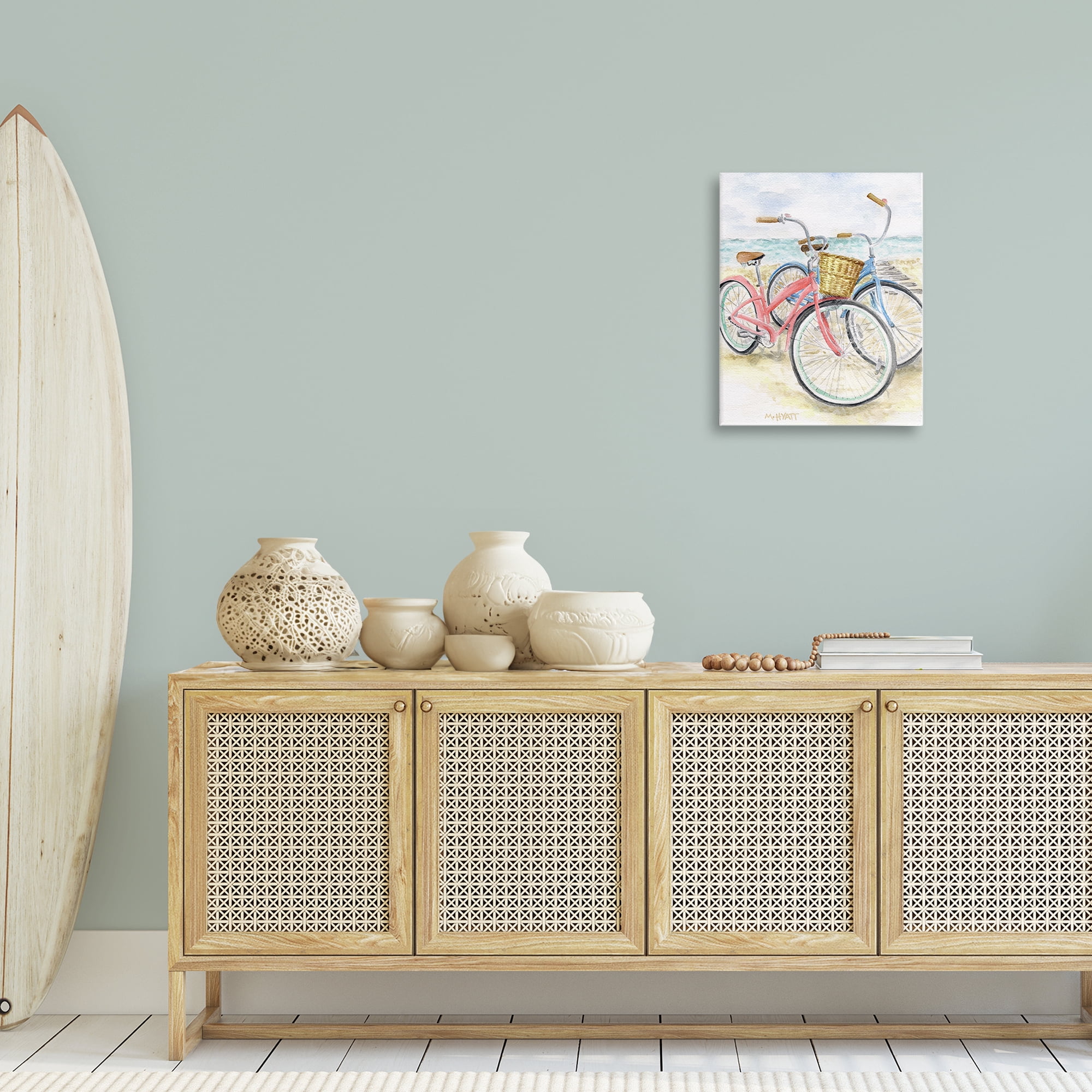 Stupell Industries Beach Bikes Parked Transportation Painting Gallery Wrapped Canvas Art Print Wall Art, 16 x 20
