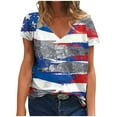 thumbnail image 2 of Qetyuw Women's Independence Day Shirts Plus Size Patriotic American Flag Graphic Tshirts Loose Fit Short Sleeve Tees Lightweight V Neck Blouses Tops Business Casual Tops for women, 2 of 5