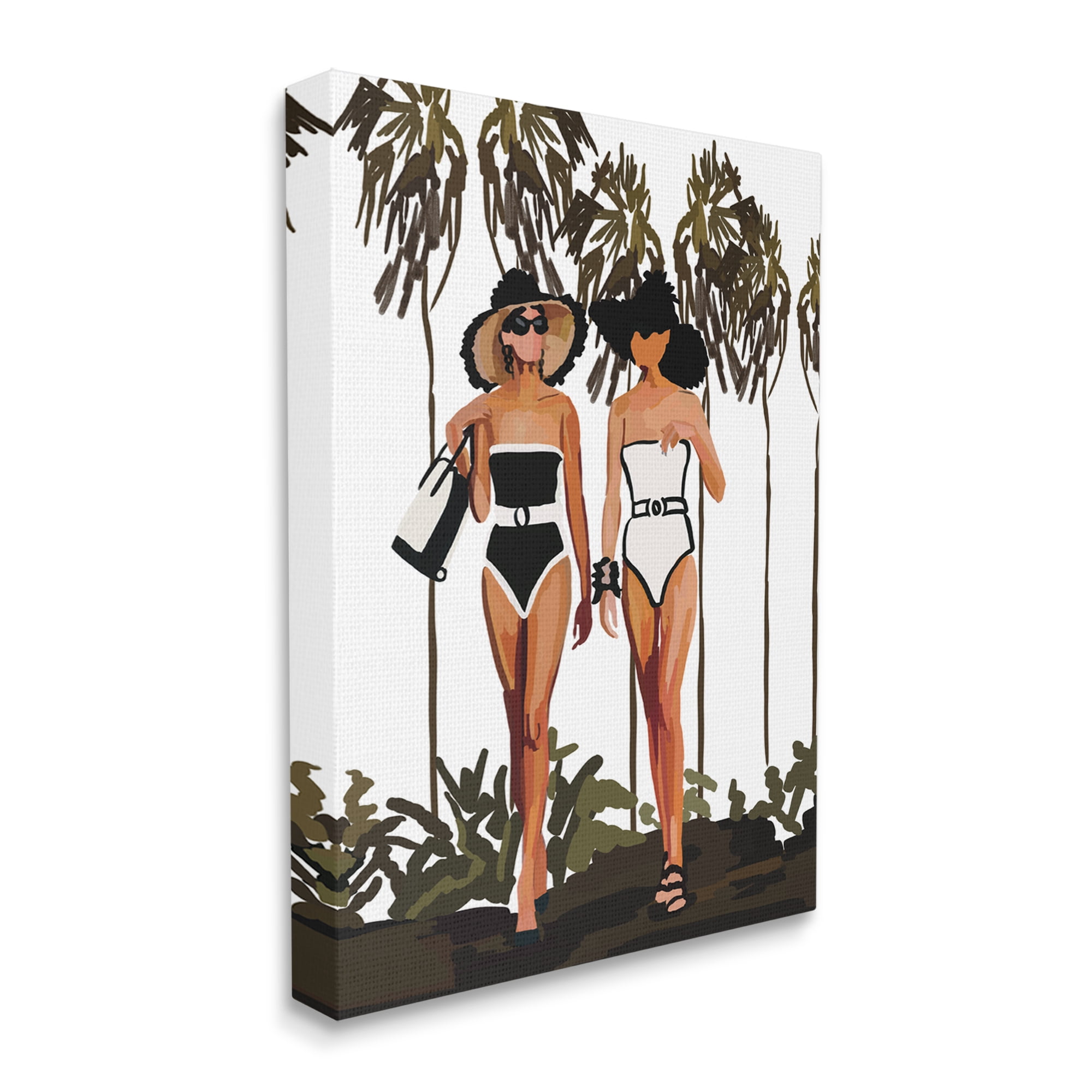 Stupell Industries Beach Babes Strolling Tropical Summer Beach Adventure Graphic Art Gallery Wrapped Canvas Print Wall Art, Design by Amelia Noyes
