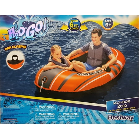Bestway H2O GO! 6ft.5in X 45in Kondor 2000 Inflatable Orange Boat