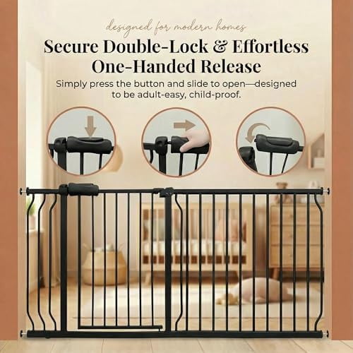 Extra Wide 62-67 Inch Baby Gates for Stairs, Doorways - No Drilling, Pressure Mounted Pet Gates for Kids & Dogs