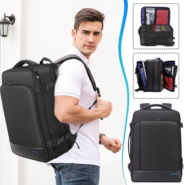 Fiudx Ofertas y liquidaciones Mochila de viaje extra grande para hombres y mujeres, 40 L ampliable aprobada por aerolínea, mochila de viaje de negocios para vuelo, maleta equipaje mochila