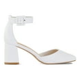 thumbnail image 6 of Pennysue Women's Closed Pointed Toe Low Chunky Heels Pumps White Ankle Strap Wedding Business Dressy Shoes Size 8.5, 6 of 6