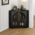 thumbnail image 3 of Weselon Modern Small Corner Sideboard Cabinet with 2 Glass Doors and 2 Tier Shelves, 31 Inches, 3 of 7