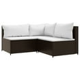 thumbnail image 3 of vidaXL 4 Piece Patio Lounge Set with Cushions Brown Poly Rattan, 3 of 11